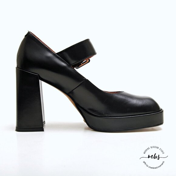NWT Jonak Paris Mary Jane Block Heels Leather Platform - Picture 8 of 15